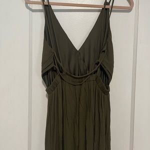 Lulu’s Olive green, flowy gauzey maxi dress with open strappy back